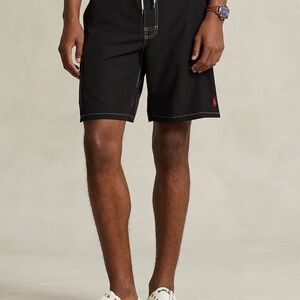 Polo by Ralph Lauren Black Swim Board Shorts with Red Pony